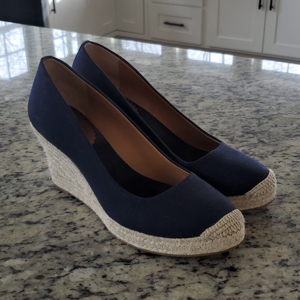 J.Crew Navy Espadrille Wedges Size 7.5